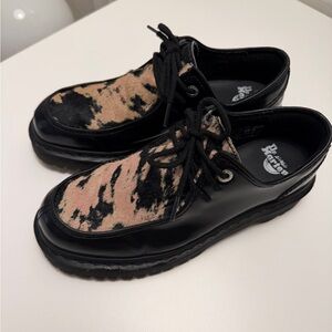 Black leather cow hair Dr martens shoes